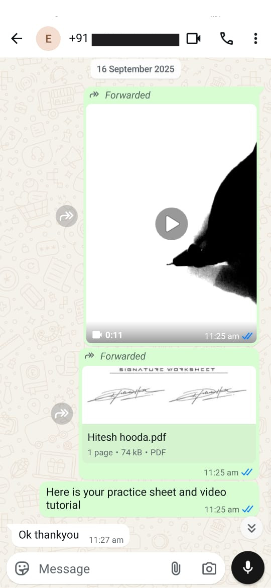 Screenshot of final delivered signature files