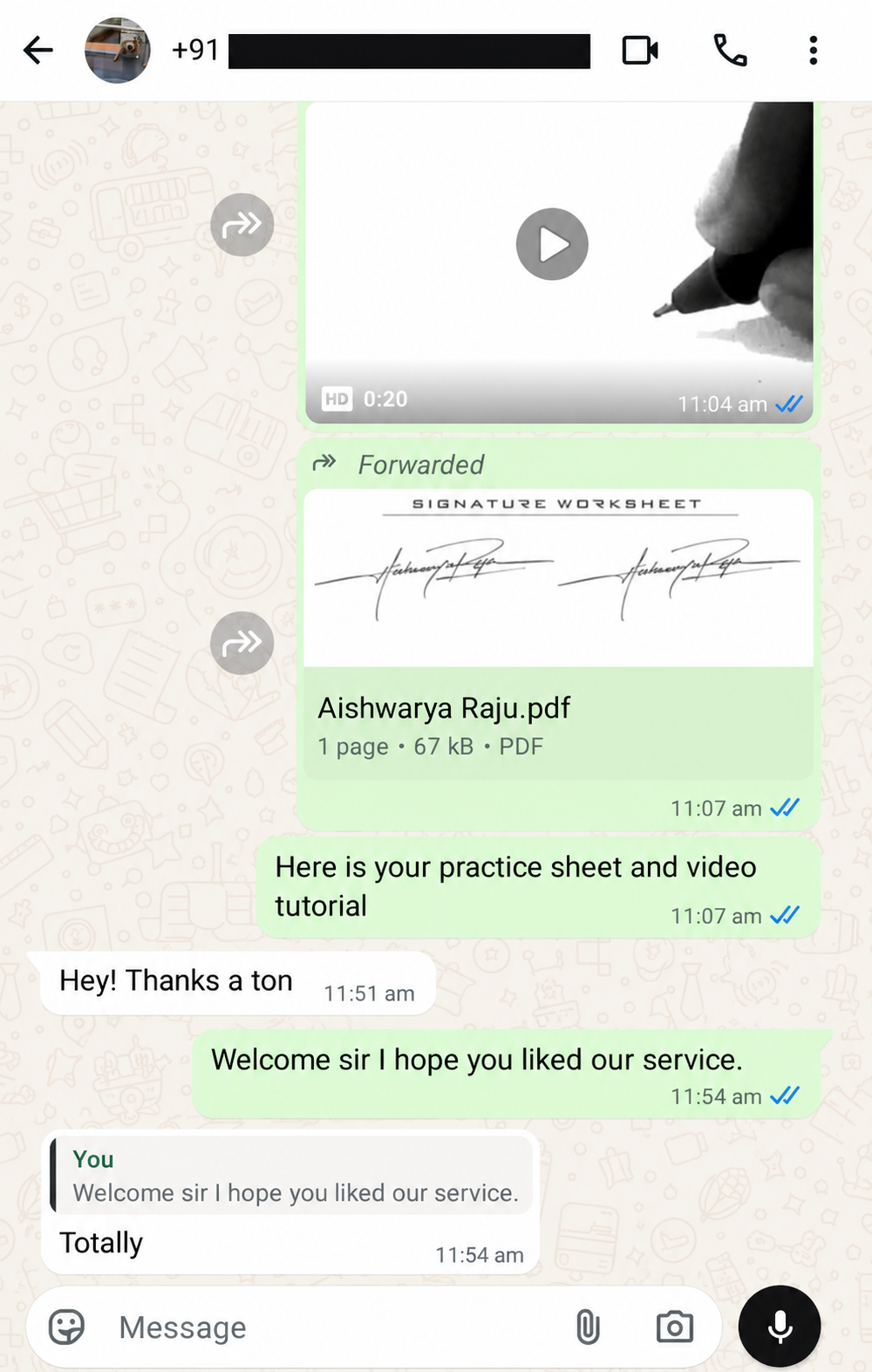 Client review screenshot